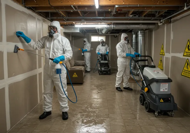 Basement Moisture Removal and Structural Drying process in Jordan, NY